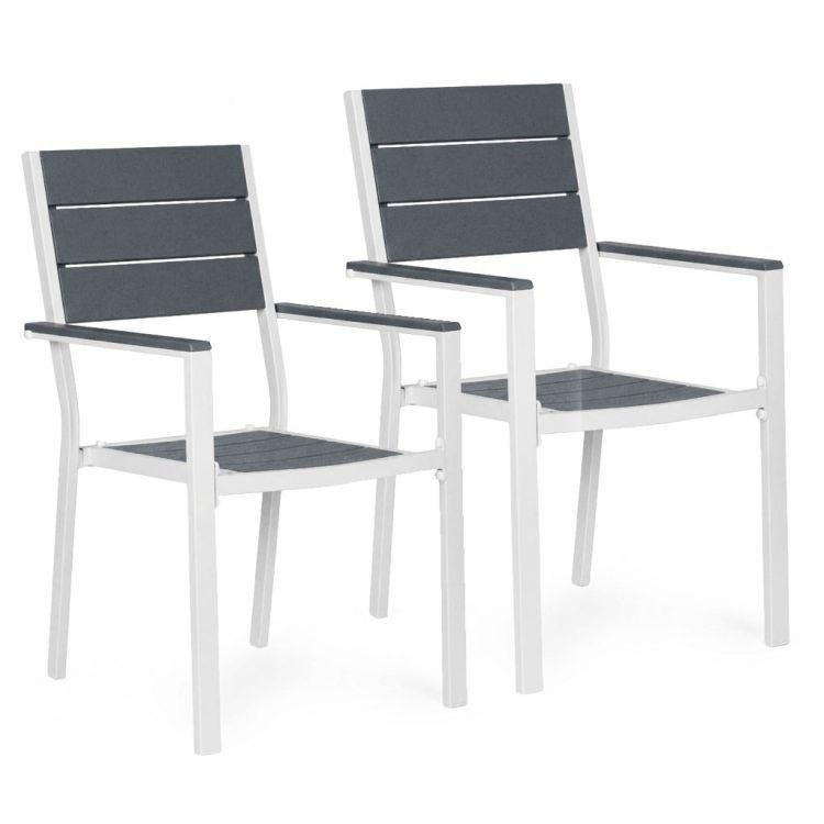 Komplet dveh vrtnih stolov v sivi in beli barvi