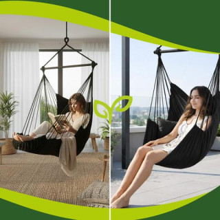 Črna gugalnica - viseči stol - 210 cm