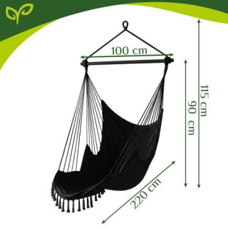 Črna gugalnica - viseči stol - 210 cm