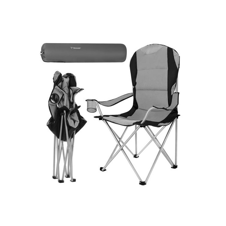 Črno-siv zložljiv ribiški stol