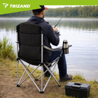 Črno-siv zložljiv ribiški stol