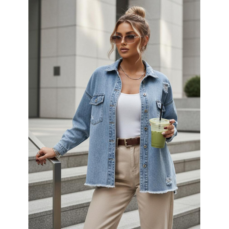 Ženska prevelika jeans jakna TY4907