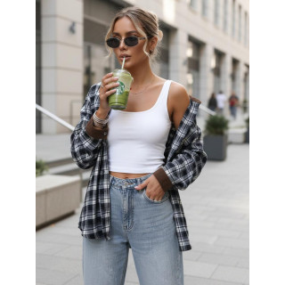 Ženska temno modra karo srajca DY0483