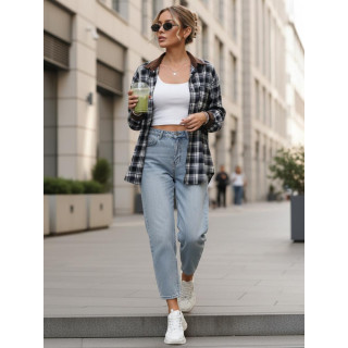 Ženska temno modra karo srajca DY0483