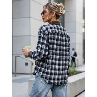 Ženska temno modra karo srajca DY0483