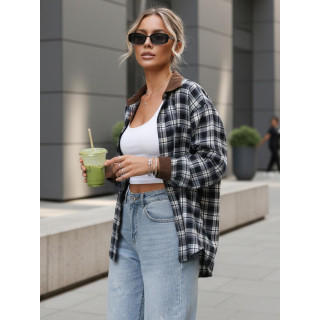 Ženska temno modra karo srajca DY0483