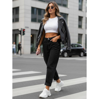 Črne ženske kavbojke mom fit UY2903