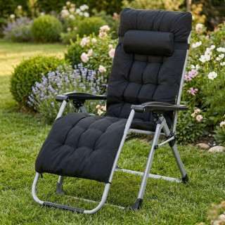 Črn vrtni ležalnik za na plažo