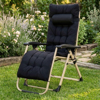 Vrtni ležalnik za na plažo v črni in zlati barvi