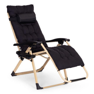 Vrtni ležalnik za na plažo v črni in zlati barvi