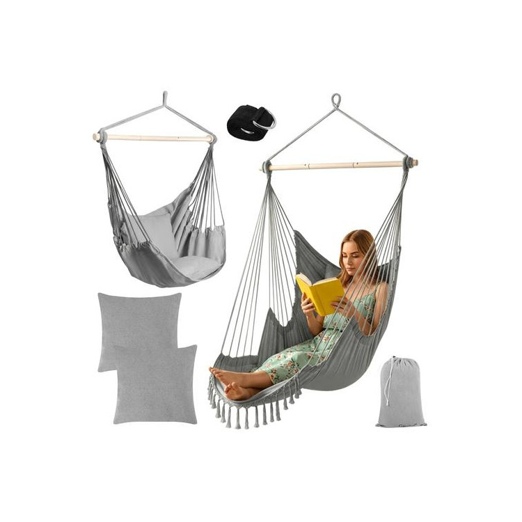 Siva gugalnica - viseči stol - 210 cm