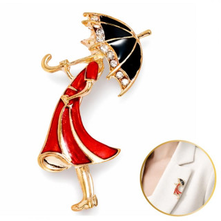 Broška v obliki ženske z dežnikom