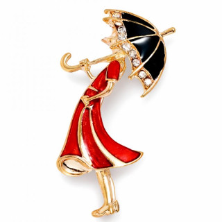 Broška v obliki ženske z dežnikom