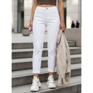 Ženske bele kavbojke mom fit UY2906