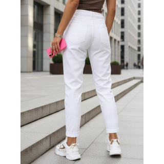 Ženske bele kavbojke mom fit UY2906