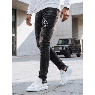 Moške črne kavbojke z obloženimi luknjami UX4295