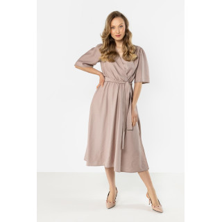 Ženska bež midi obleka z vezalkami