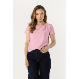 Roza ženska majica s polkrožnim izrezom