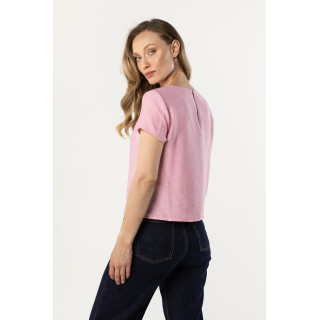 Roza ženska majica s polkrožnim izrezom
