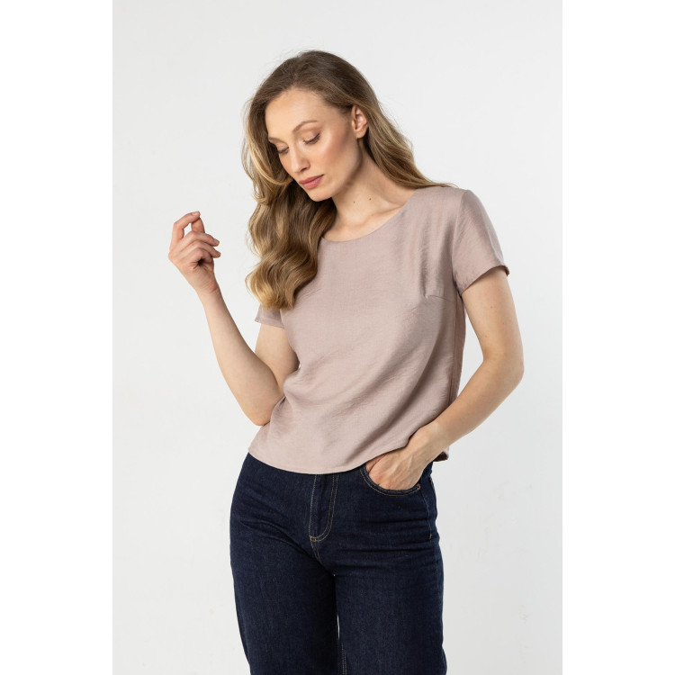 Ženska bež majica s polkrožnim izrezom