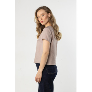 Ženska bež majica s polkrožnim izrezom