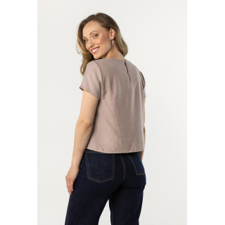Ženska bež majica s polkrožnim izrezom
