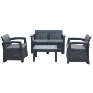 Vrtna garnitura - antracit (2 fotelja, miza, kavč)