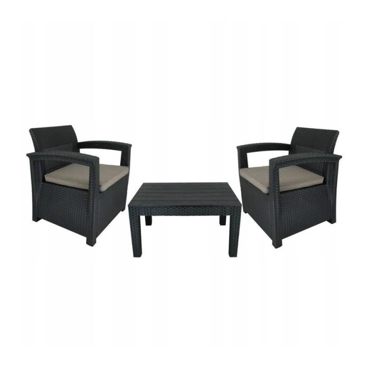 Vrtni set - antracit (2 stola, miza)