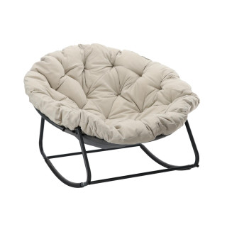 Gugalni stol z blazino v sivo-bež barvi