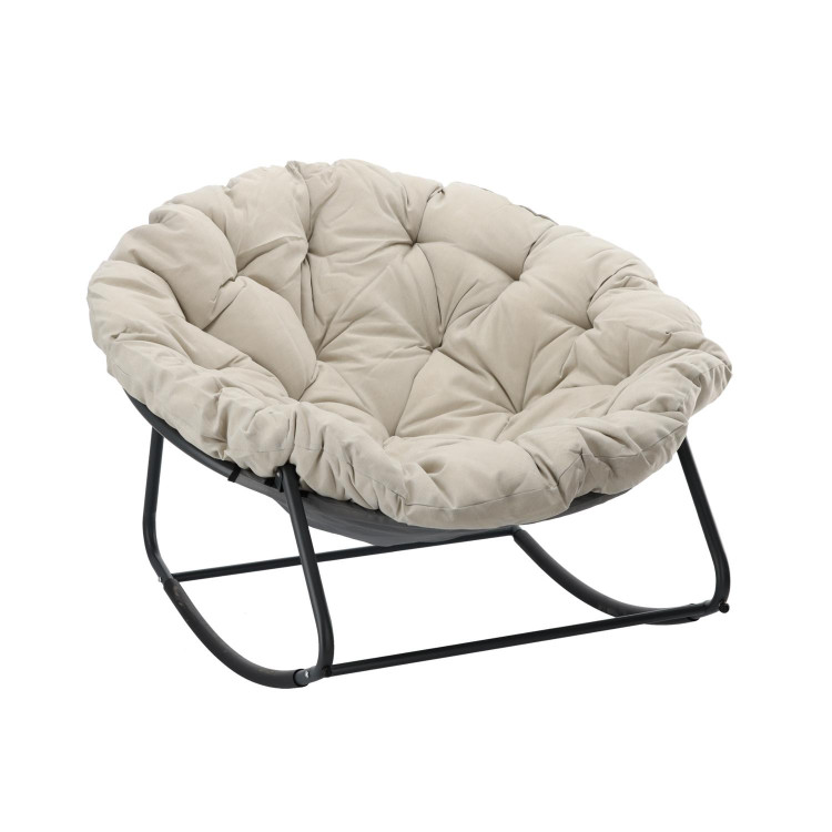 Gugalni stol z blazino v sivo-bež barvi