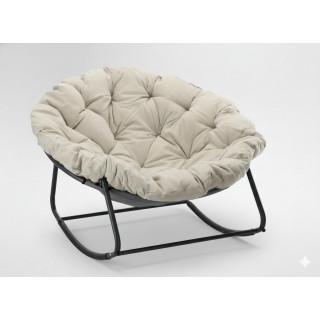 Gugalni stol z blazino v sivo-bež barvi