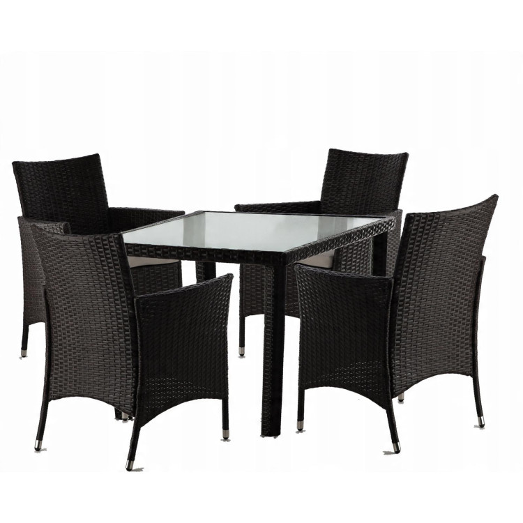 Komplet pohištva iz ratana rjavo-bež barve - miza + 4 stoli