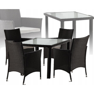 Komplet pohištva iz ratana rjavo-bež barve - miza + 4 stoli