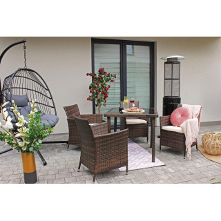 Komplet pohištva iz ratana rjavo-bež barve - miza + 4 stoli