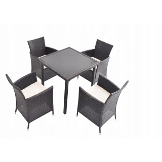 Komplet pohištva iz ratana rjavo-bež barve - miza + 4 stoli