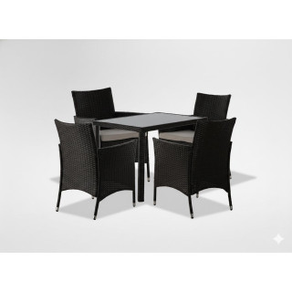 Komplet pohištva iz ratana rjavo-bež barve - miza + 4 stoli