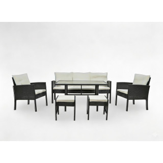 Komplet pohištva iz ratana "VADUZ" - kavč, 2 fotelja, 2 tabureja, miza