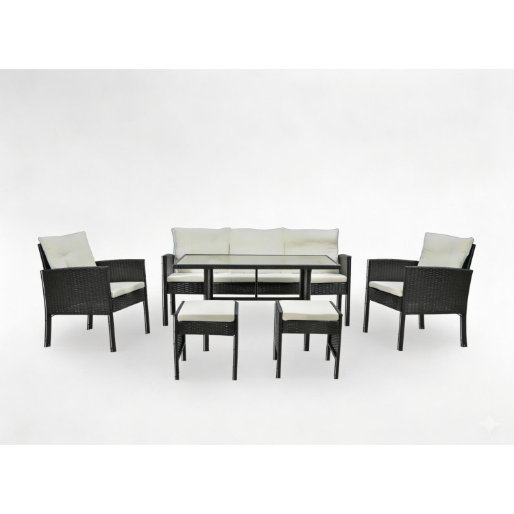 Komplet pohištva iz ratana "VADUZ" - kavč, 2 fotelja, 2 tabureja, miza