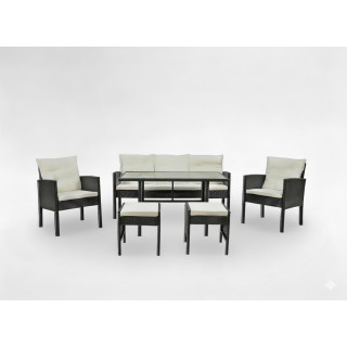 Komplet pohištva iz ratana "VADUZ" - kavč, 2 fotelja, 2 tabureja, miza