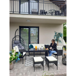 Komplet pohištva iz ratana "VADUZ" - kavč, 2 fotelja, 2 tabureja, miza