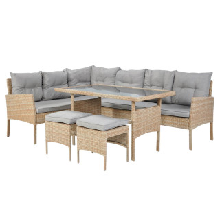 Komplet pohištva iz ratana "BERNO" - kotna sedežna garnitura, 2 stolčka, miza