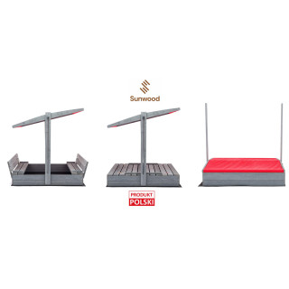 Impregniran peskovnik z zaklepanjem, streho in UV filtrom - 120x120 cm