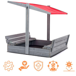 Impregniran peskovnik z zaklepanjem, streho in UV filtrom - 120x120 cm