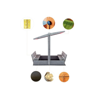 Impregniran peskovnik z zaklepanjem, streho in UV filtrom - 120x120 cm