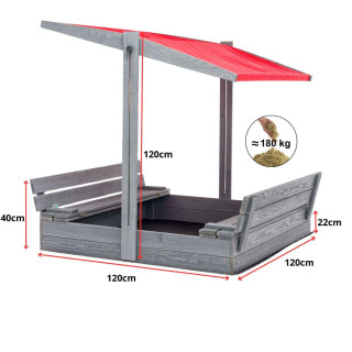 Impregniran peskovnik z zaklepanjem, streho in UV filtrom - 120x120 cm