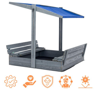 Impregniran peskovnik z zaklepanjem, streho in UV filtrom - 120x120 cm