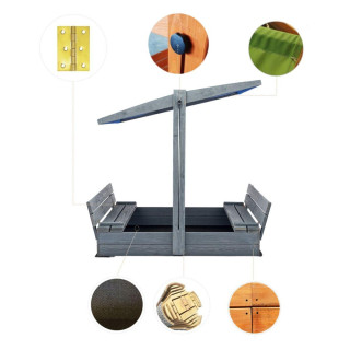 Impregniran peskovnik z zaklepanjem, streho in UV filtrom - 120x120 cm