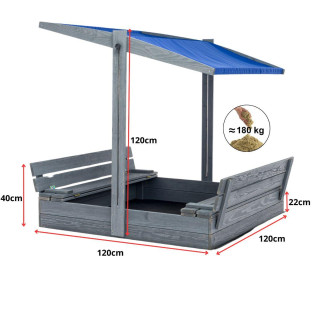 Impregniran peskovnik z zaklepanjem, streho in UV filtrom - 120x120 cm