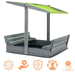 Impregniran peskovnik z zaklepanjem, streho in UV filtrom - 120x120 cm