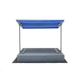 Zaprt impregniran peskovnik s streho in UV filtrom - 140x140 cm